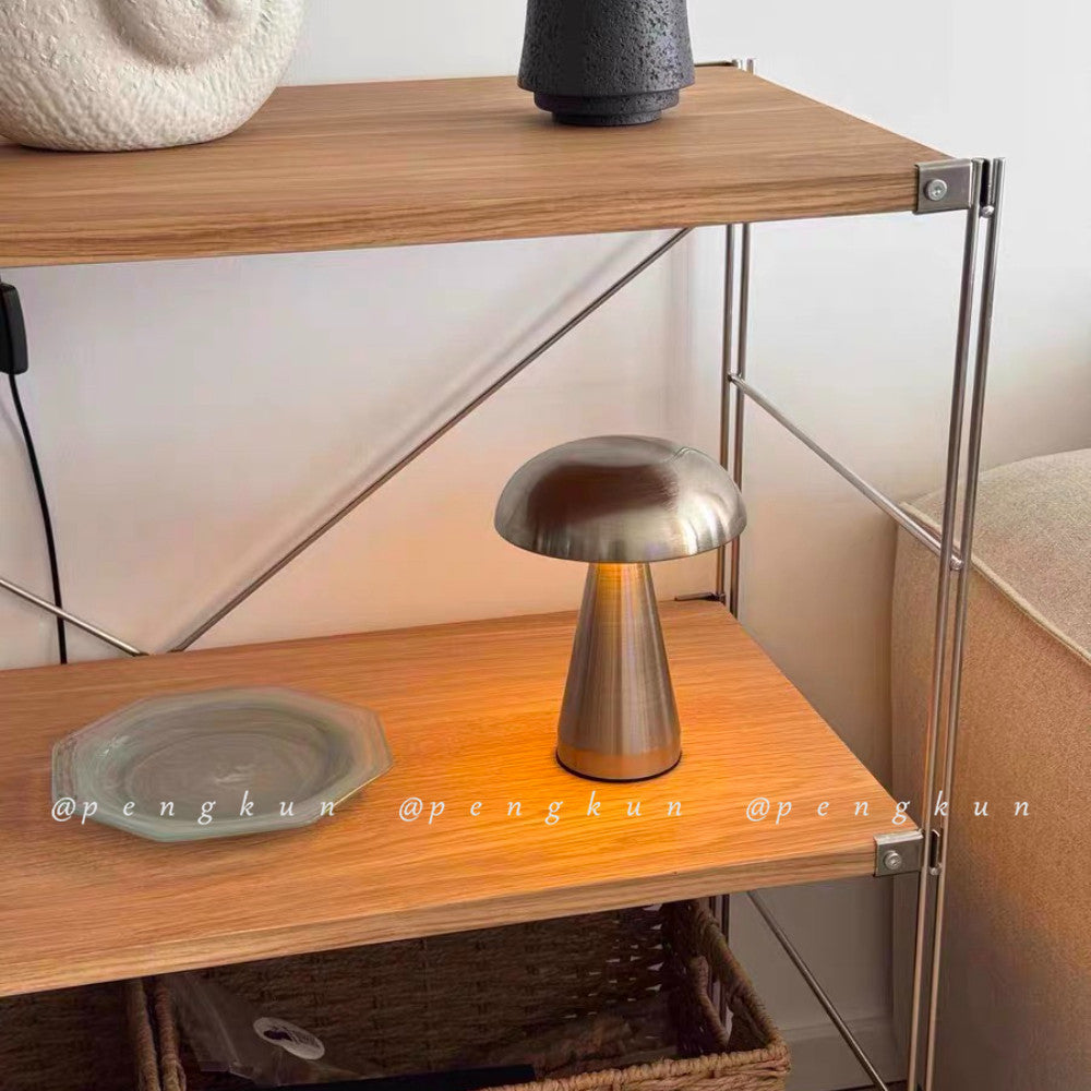 Thiết Kế Đan Mạch Đèn Bàn Hình Nấm Kim Loại Retro Sạc Ngoài Trời Cafe Phòng Ngủ Đầu Giường Bầu Không Khí Đèn Ngủ