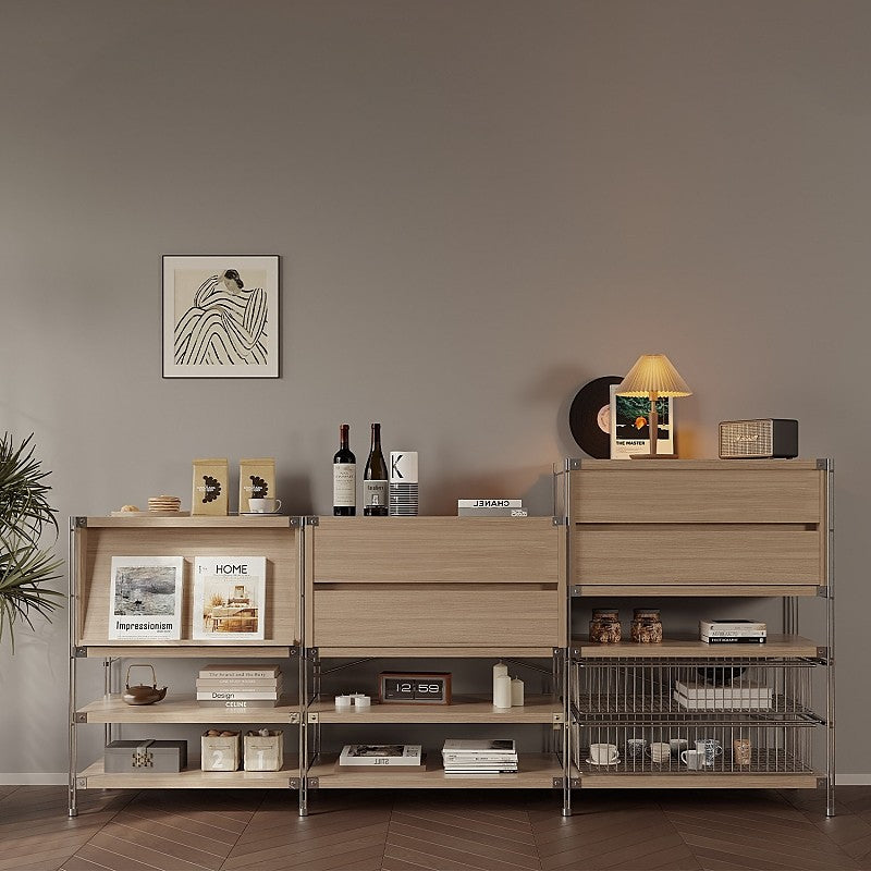 Tủ Lưu Trữ Đa Năng+Kệ Để Đồ Thông Minh Phong Cách Nhật-Tủ Trưng Bày Tạp Chí, Kệ Sách Đứng Cửa Lật Màu Cà Phê Sang Trọng