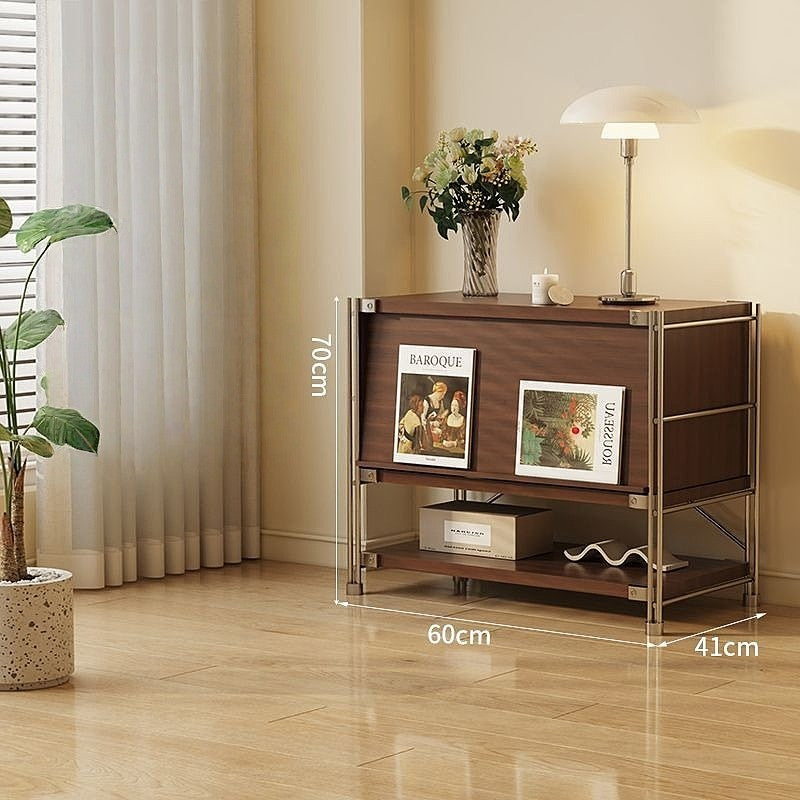 Tủ Lưu Trữ Đa Năng+Kệ Để Đồ Thông Minh Phong Cách Nhật-Tủ Trưng Bày Tạp Chí, Kệ Sách Đứng Cửa Lật Màu Cà Phê Sang Trọng