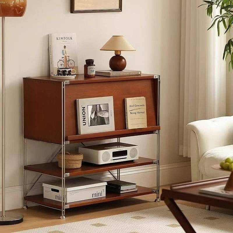 Tủ Lưu Trữ Đa Năng+Kệ Để Đồ Thông Minh Phong Cách Nhật-Tủ Trưng Bày Tạp Chí, Kệ Sách Đứng Cửa Lật Màu Cà Phê Sang Trọng