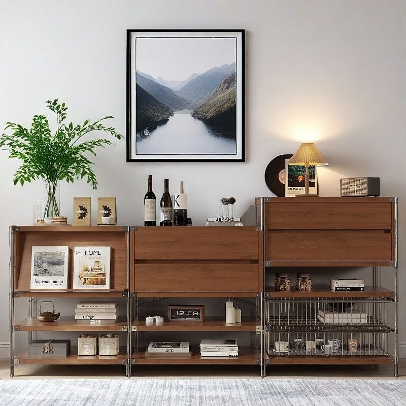 Tủ Lưu Trữ Đa Năng+Kệ Để Đồ Thông Minh Phong Cách Nhật-Tủ Trưng Bày Tạp Chí, Kệ Sách Đứng Cửa Lật Màu Cà Phê Sang Trọng