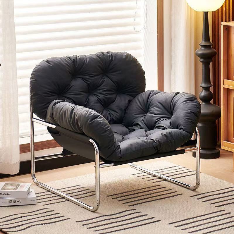 Ghế Sofa Đơn Phong Cách Bắc Âu Da Chống Xước Cao Cấp Lõi Bông Mềm Mại Thiết Kế Cong Êm Ái