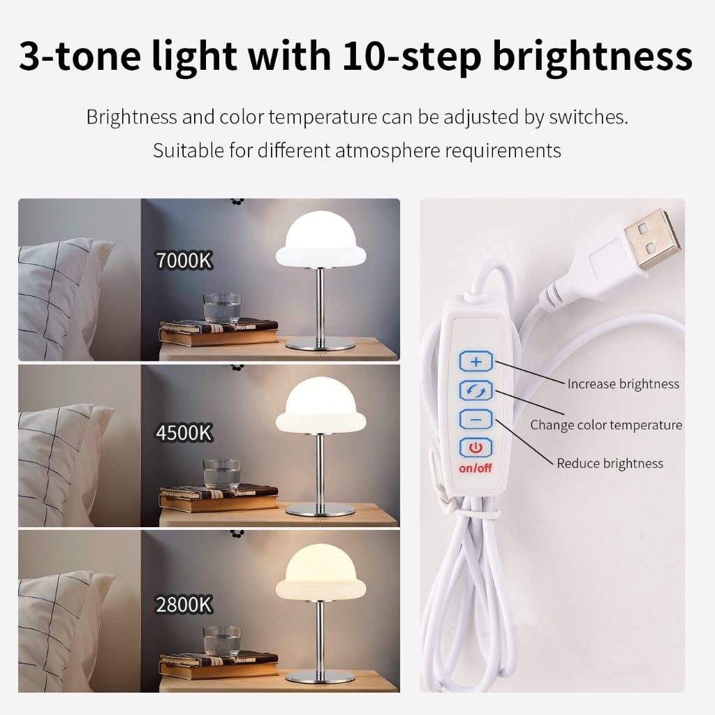 Đèn bàn Bauhaus Đèn nấm USB cắm ba màu mờ đèn đầu giường