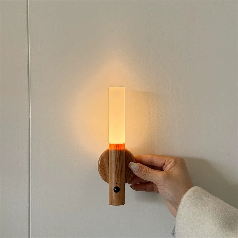 Đèn cảm biến gậy gỗ Ánh sáng lối vào khi mọi người đến Cảm biến cơ thể con người thông minh Đèn ngủ Sạc lối vào Đèn tường đầu giường