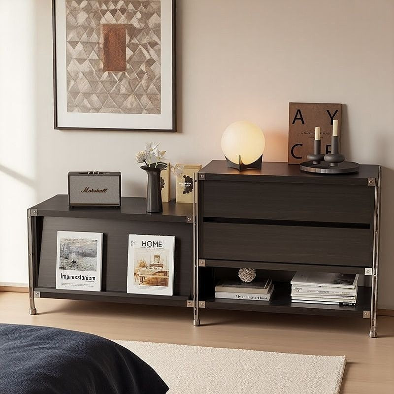 Tủ Lưu Trữ Đa Năng+Kệ Để Đồ Thông Minh Phong Cách Nhật-Tủ Trưng Bày Tạp Chí, Kệ Sách Đứng Cửa Lật Màu Cà Phê Sang Trọng