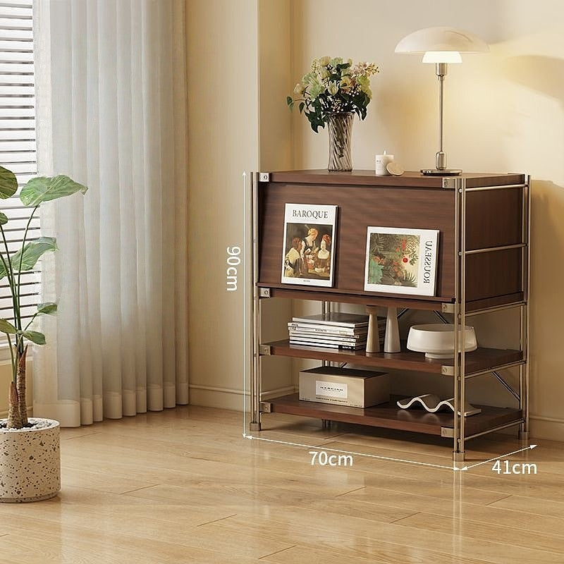 Tủ Lưu Trữ Đa Năng+Kệ Để Đồ Thông Minh Phong Cách Nhật-Tủ Trưng Bày Tạp Chí, Kệ Sách Đứng Cửa Lật Màu Cà Phê Sang Trọng