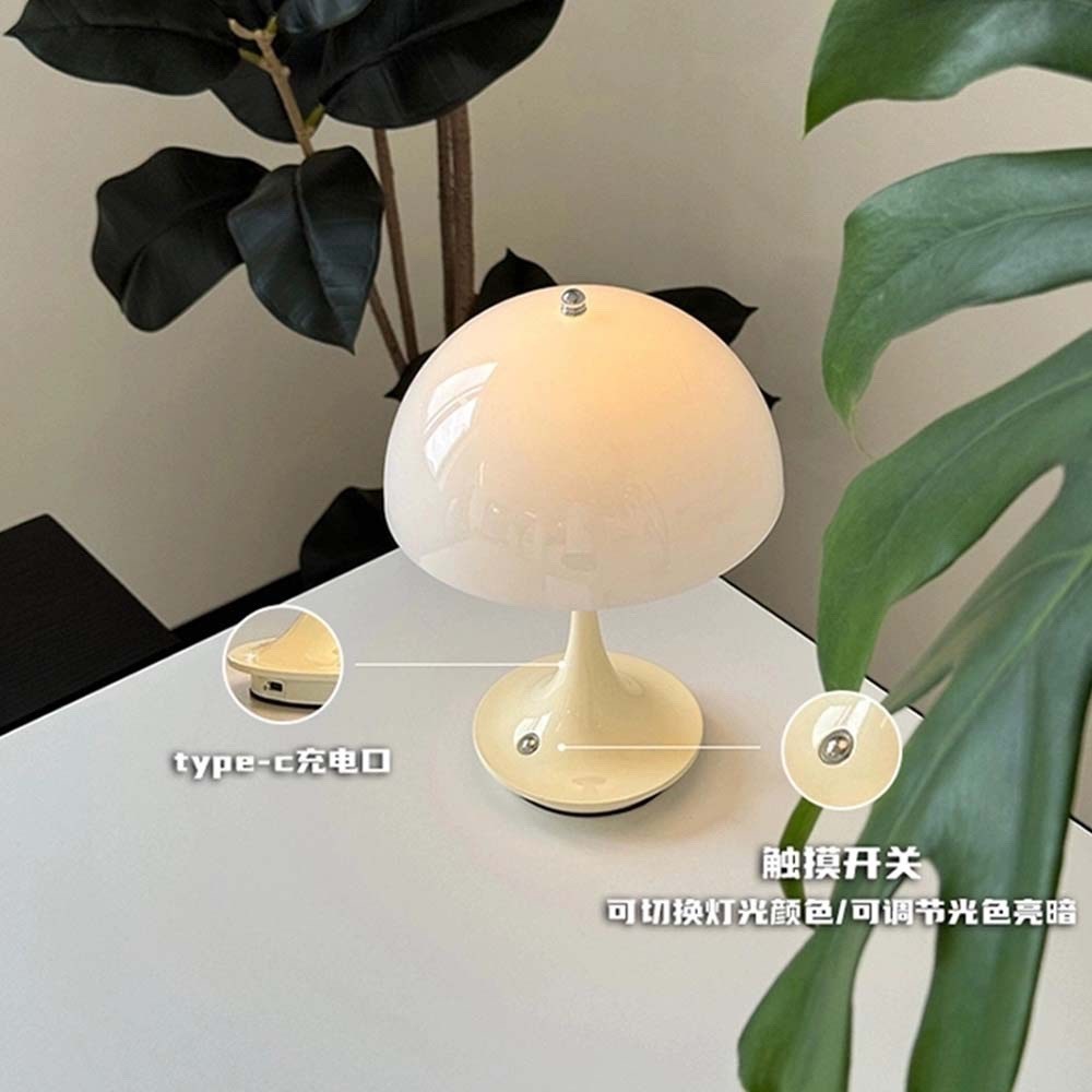 Đan Mạch Pantella Đèn Bàn Sạc Không Dây Di Động Kem Phong Cách Nấm Đèn Phòng Ngủ Đầu Giường Bầu Không Khí Đèn Nhỏ