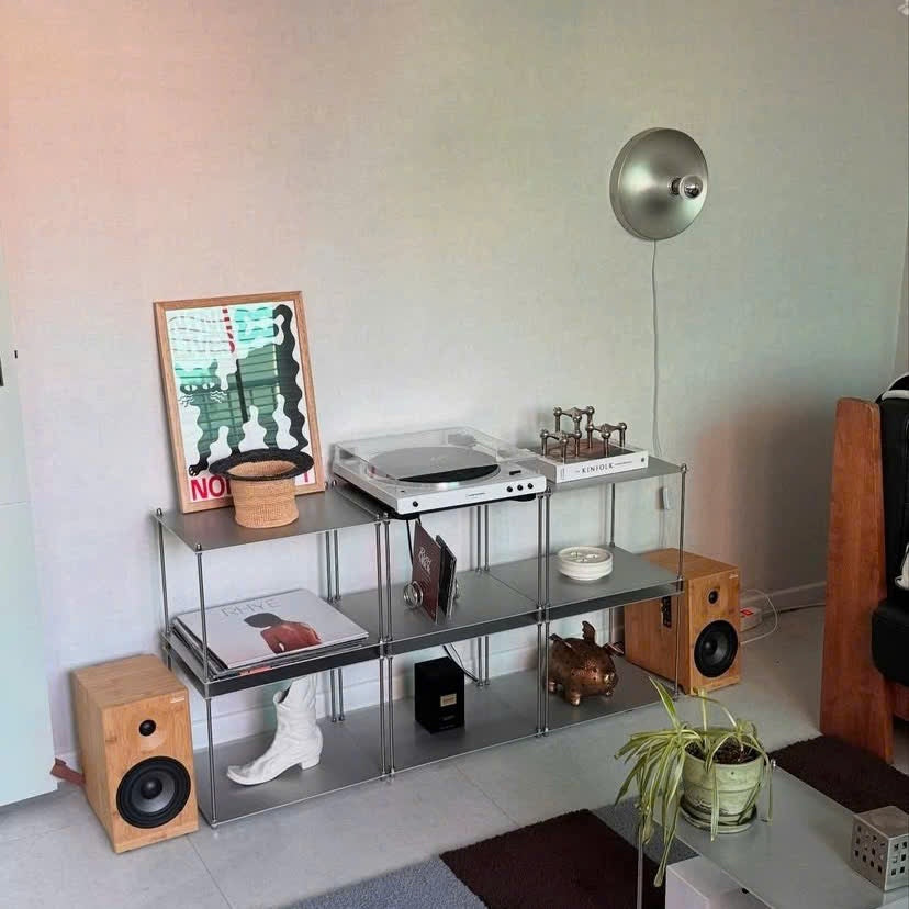 Kệ thép không rỉ tối giản cao cấp, kệ inox phong cách công nghiệp hiện đại