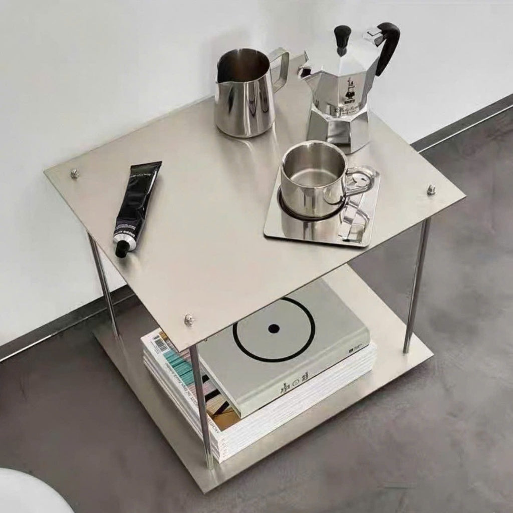 Kệ thép không rỉ tối giản cao cấp, kệ inox phong cách công nghiệp hiện đại