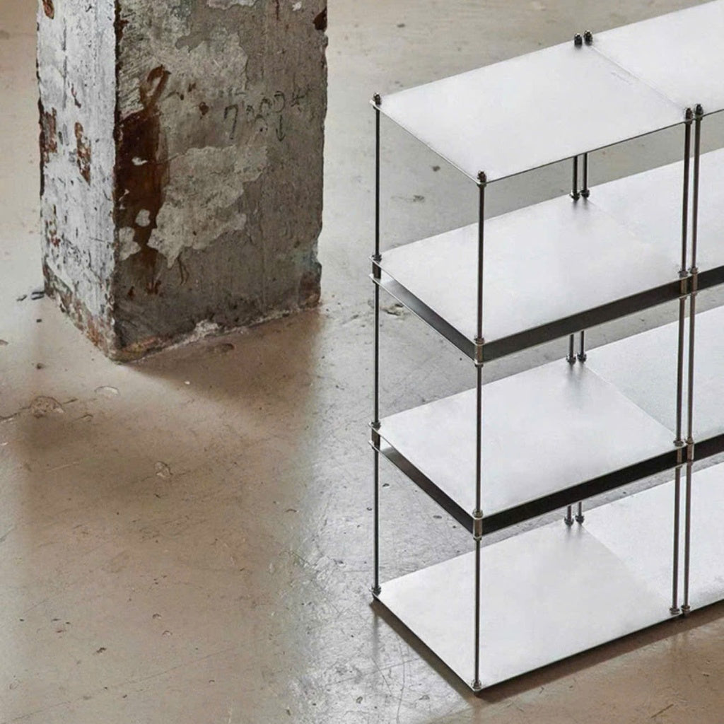Kệ thép không rỉ tối giản cao cấp, kệ inox phong cách công nghiệp hiện đại