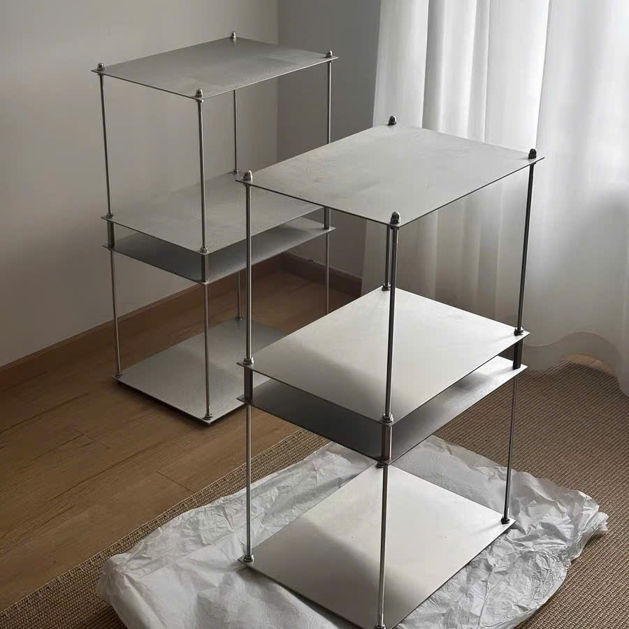 Kệ thép không rỉ tối giản cao cấp, kệ inox phong cách công nghiệp hiện đại