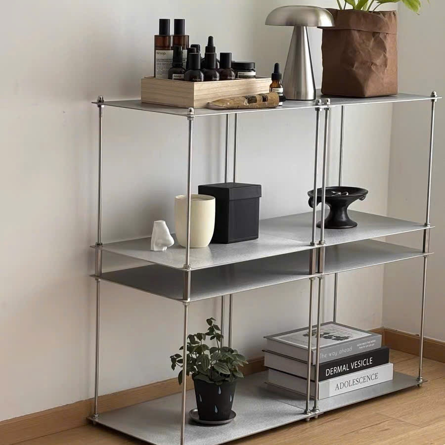 Kệ thép không rỉ tối giản cao cấp, kệ inox phong cách công nghiệp hiện đại